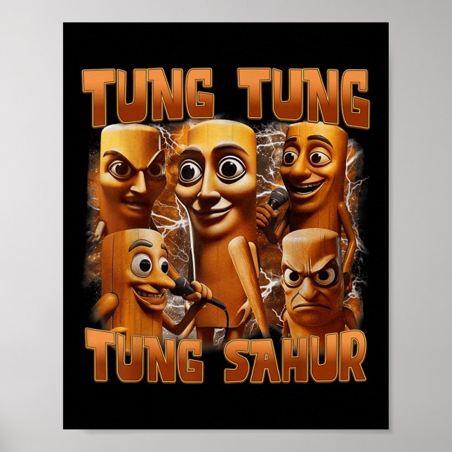 Affiche Tung Tung Sahur drôle Italien Brainrot mème B (Devant)