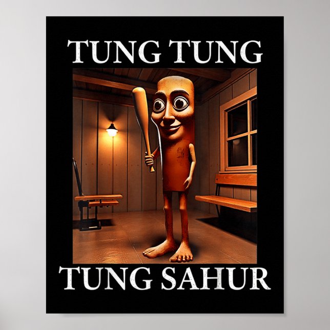 Affiche Tung Tung Tung Sahur Italien Brainrot mème drôle (Devant)