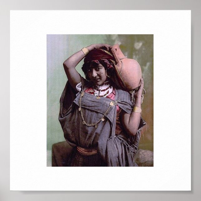 Affiche Tunisie vintage : Femme bédouine (Devant)