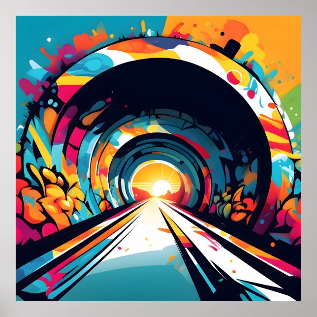 Affiche Tunnel Avec Graffiti Art (Devant)