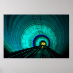 Affiche Tunnel ferroviaire bleu, Singapour