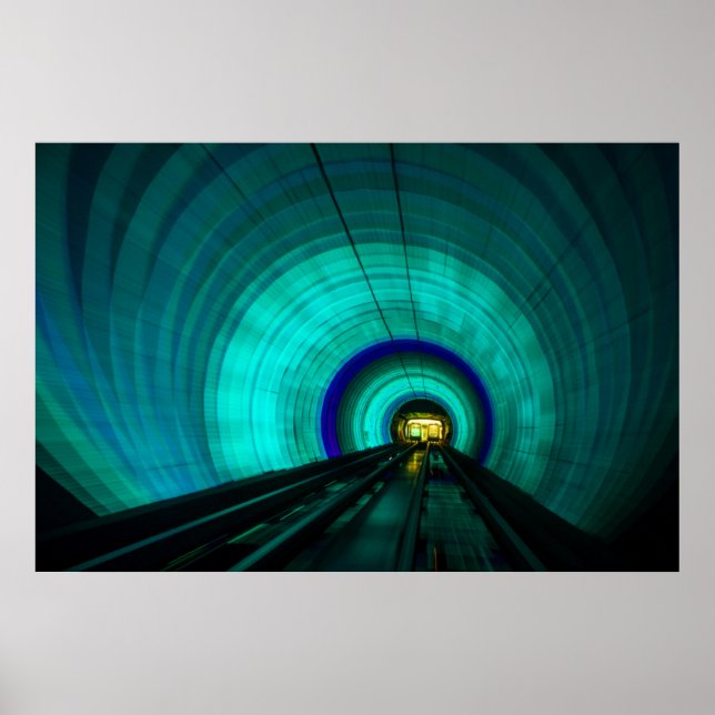 Affiche Tunnel ferroviaire bleu, Singapour (Devant)