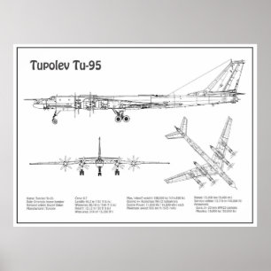 Affiche Tupolev Tu-95 - Plan de plan d'avion BD