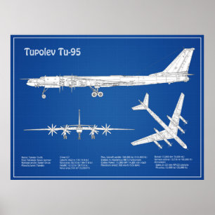 Affiche Tupolev Tu-95 - Plan directeur de l'avion ABD