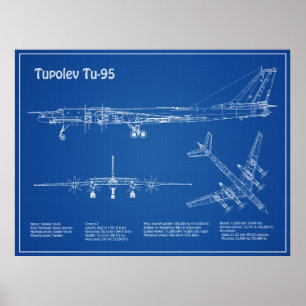 Affiche Tupolev Tu-95 - Plan directeur de l'avion AD