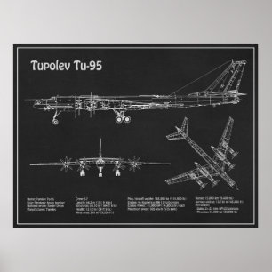Affiche Tupolev Tu-95 - Plan directeur de l'avion PD