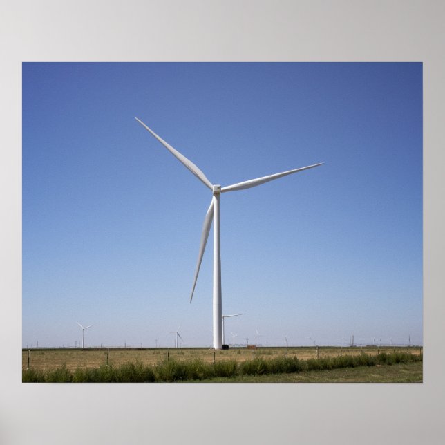 Affiche Turbine éolienne dans un terrain rural de l'Oklaho (Devant)
