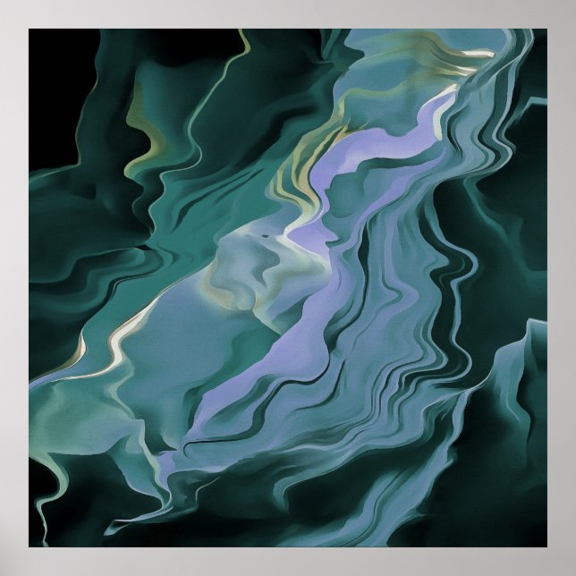 Affiche Turbulence bleue Acrylique pour l'art Abstrait (Devant)