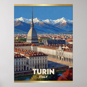 Affiche Turin Italie Mole Antonelliana Scène de Voyage 🏛️