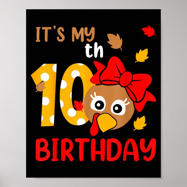 Affiche Turkey 10th Birthday Autumn Thanksgiving Party Boy (Devant)