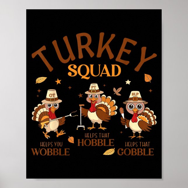 Affiche Turkey Squad Ot Pt Slp Occupational Therapy Thanks (Devant)