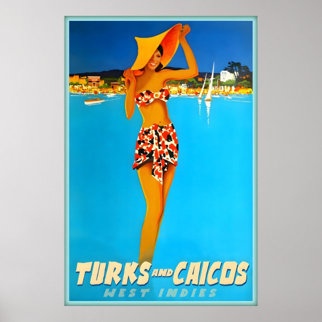 Affiche Turks et Caïcos Antilles Caraïbes Tropical (Devant)