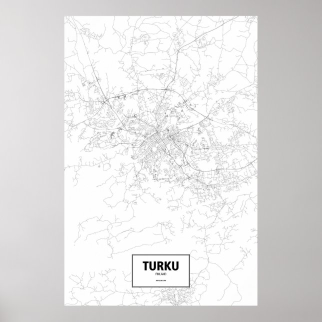 Affiche Turku, Finlande (noir sur blanc) (Devant)