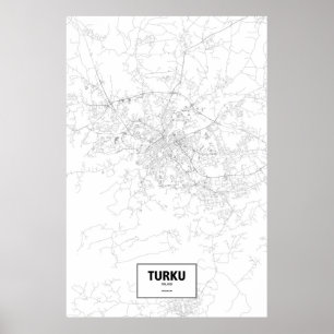 Affiche Turku, Finlande (noir sur blanc)