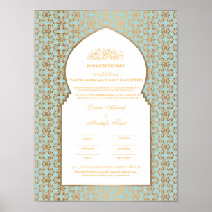 Affiche Turkuaz avec certificat Gold nikkah