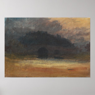 Affiche Turner - Paysage du soir avec château et pont