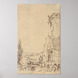 Affiche Turner - Porche Sud et tour d'une église