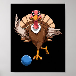 Affiche Turquie Bowling Thanksgiving Turquie Jouer Bowling