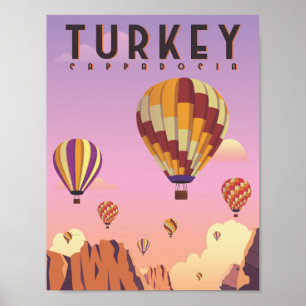 Affiche Turquie Cappadoce célèbre lieu de voyage Illustrat