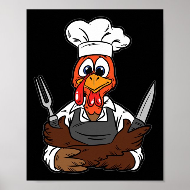 Affiche Turquie Chef Thanksgiving Day Drôle Cuisine culina (Devant)
