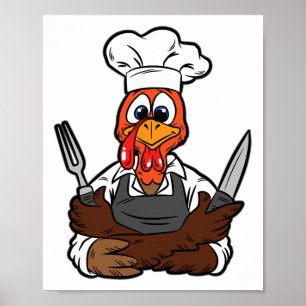 Affiche Turquie Chef Thanksgiving Day Drôle Cuisine culina