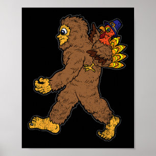 Affiche Turquie équitation Bigfoot Thanksgiving Day Funny 