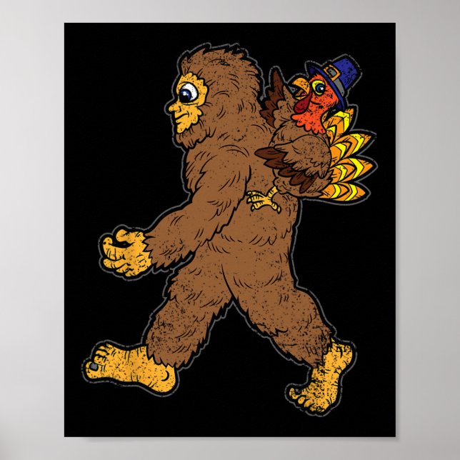 Affiche Turquie équitation Bigfoot Thanksgiving Day Funny  (Devant)