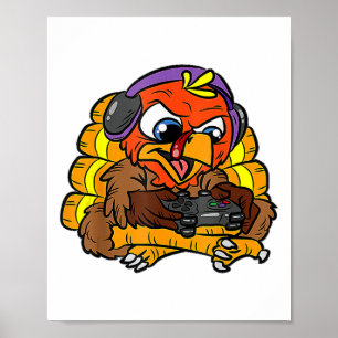 Affiche Turquie Gamer Funny Thanksgiving Cool Jeux Vidéos