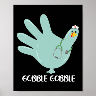 Affiche Turquie Gants Gobble Merci infirmière Thanksgiving