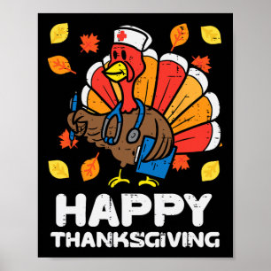 Affiche Turquie Infirmière Bon thanksgiving Scrub ICU ER R