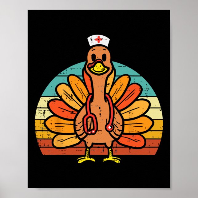Affiche Turquie Infirmière Stethoscope Thanksgiving Fall S (Devant)