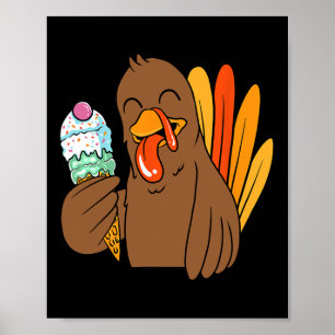 Affiche Turquie Manger Crème de glace Thanksgiving Day Fun
