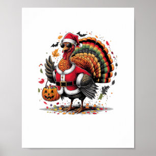 Affiche Turquie Moo Costume de vache drôle Thanksgiving Ha