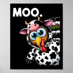Affiche Turquie Moo Costume de vache drôle Thanksgiving Ha