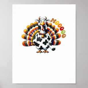 Affiche Turquie Moo Thanksgiving Cow Turquie Humour Funny 