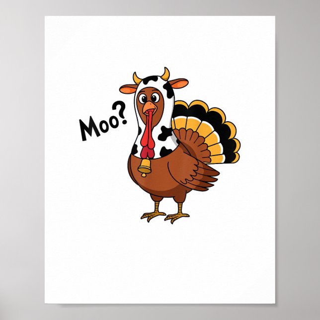 Affiche Turquie Moo Vache drôle Thanksgiving Performance S (Devant)