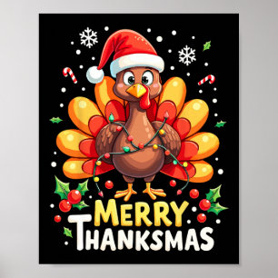 Affiche Turquie Père Noël Joyeux Joyeux Thanksmas Thanksgi
