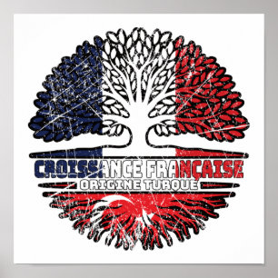 Affiche Turquie Turc Français France Arbre Racines Drapeau