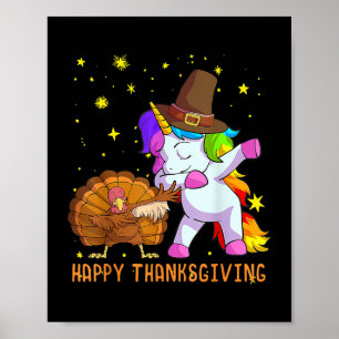 Affiche Turquie Unicorne Danser Drôle Amusant Thanksgiving