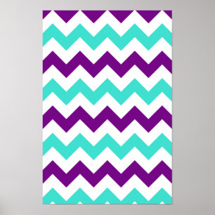 Affiche Turquoise and Purple Zigzag