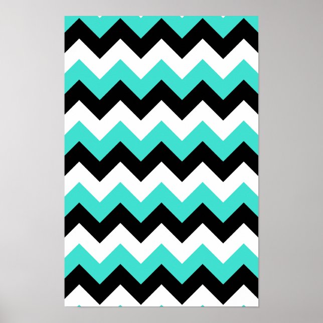Affiche Turquoise Black and White Chevron (Devant)