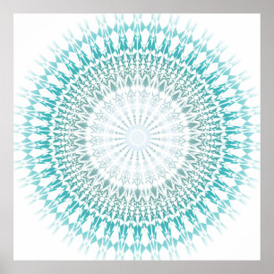 Affiche Turquoise blanc géométrique moderne Mandala