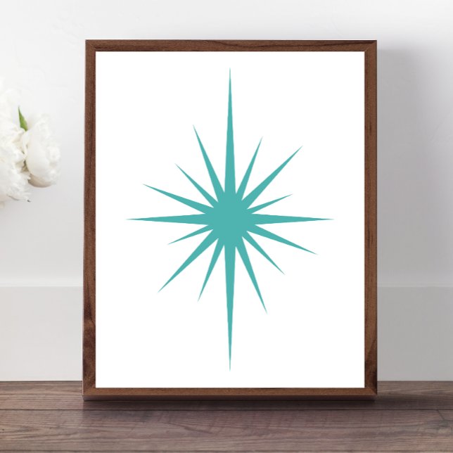 Affiche Turquoise bleu atomic starburst milieu du siècle m (Créateur téléchargé)