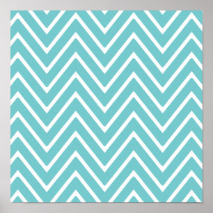 Affiche Turquoise bleu et blanc Chevron Motif 2
