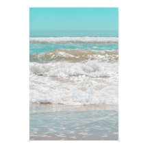 Turquoise Blue Sky Ocean Waves Foam