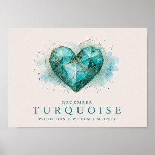 Affiche Turquoise Cœur Naissance Décembre Magnifique Naiss