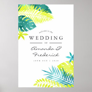 Affiche Turquoise et Lemon Tropical Mariage Accueil
