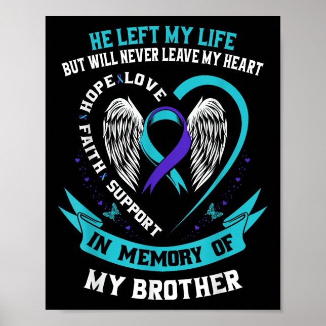 Affiche Turquoise Et Violet En Mémoire De Mon Frère Suicid (Devant)