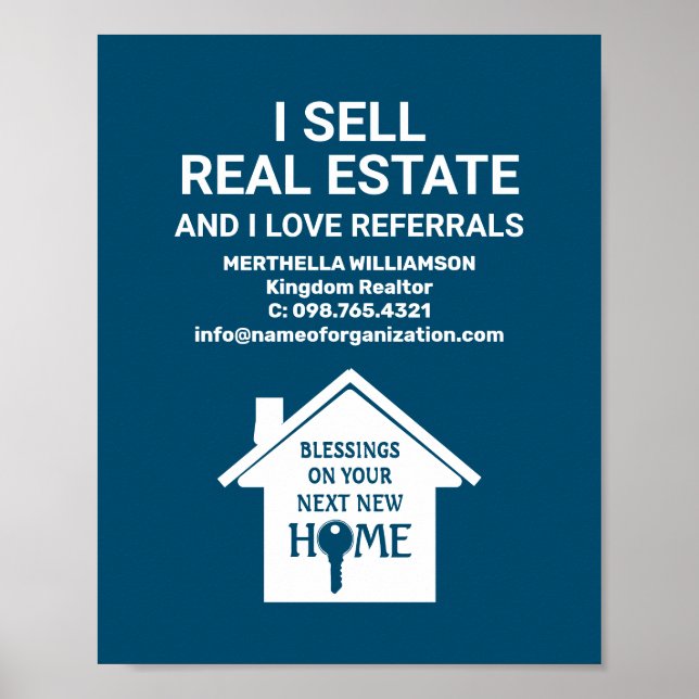 Affiche Turquoise J'AI VENDU RÉEL IMMOBILIER LOVE REFERRAL (Devant)