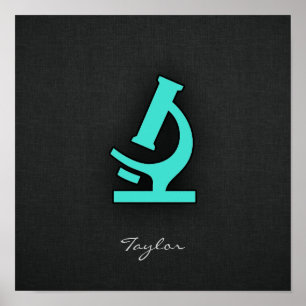 Affiche Turquoise ; Microscope bleu vert